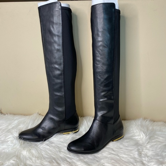 ANN TAYLOR BLACK LEATHER RIDING BOOT - Picture 2 of 16